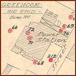 Map of bombs dropped on Greenock May 1941