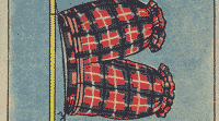 Image shows tartan bloomers flying from a flagpole, a detail from a humourous postcard. Image reproduced courtesy of SCRAN.