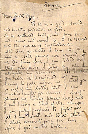 Image 1 of 2 of Alfred Young’s letter