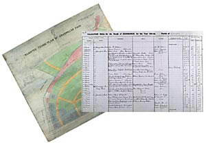 A plan and a page from a valuation roll