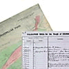 Detail of a plan and a page from a valuation roll
