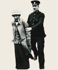 A suffragette and a policeman