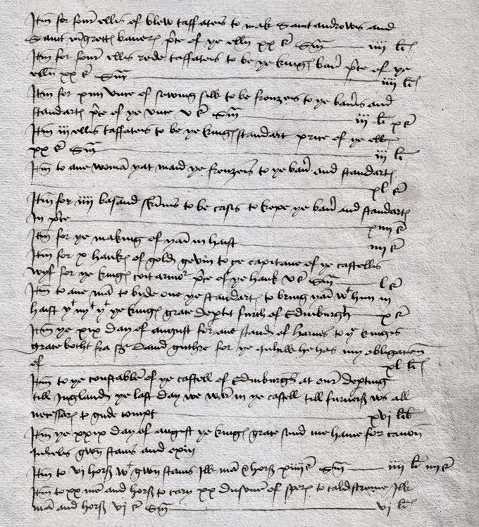 Image shows a page from the Exchequer accounts, 1513. National Records of Scotland reference: E30/3 fol.83r.