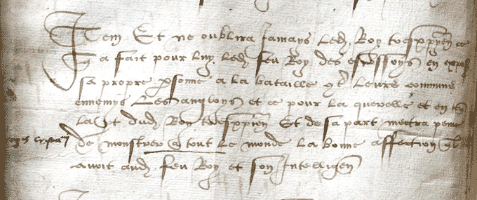 Image shows part of a letter from Louis XII, 1513. National Records of Scotland reference: SP7/21/107