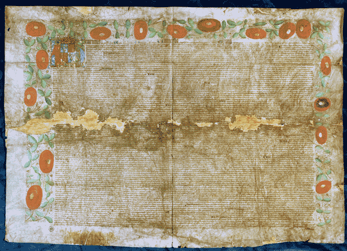 The image shows the Treaty of Perpetual Peace, 1502. National Records of Scotland reference: SP6/31.