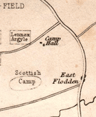 Image shows detail from an engraving of a sketch of the battlefield at Flodden. Published in 'The Pictorial History of Scotland' by James Taylor, vol.1 (London, 1859) p.407