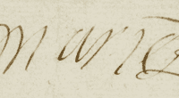  The image shows the signature of the young Mary, Queen of Scots c.1550. National Records of Scotland reference: SP13/71