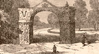 Engraving showing an arch built to celebrate the visit of Queen Victoria in 1842. National Records of Scotland reference: BR/PER(S) 34/13