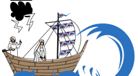 Image shows part of a drawing of the Maid of Norway travelling to Scotland.