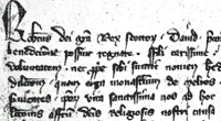 Image shows part of the letter from King Robert I to Melrose Abbey. National Manuscripts of Scotland, Part II, No.29