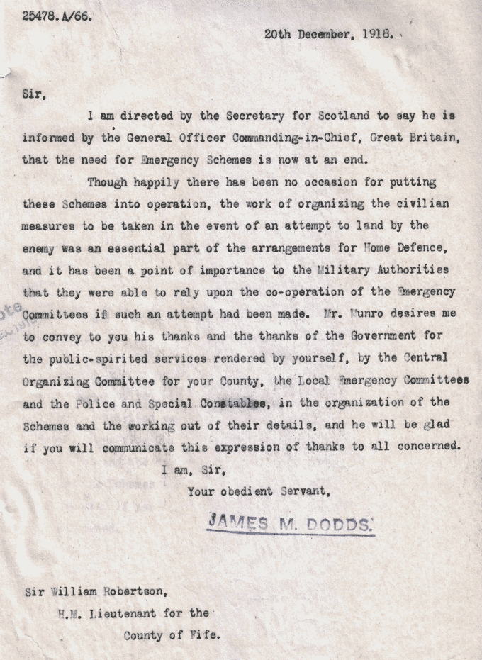 Image of a typed letter to Sir William Robertson ( National Records of Scotland reference: HH31/20/5)