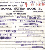 Detail from a ration book, 1918. National Records of Scotland reference: GD483/14/5