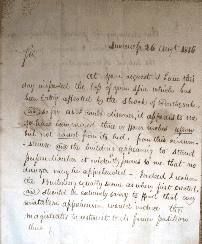 Letter from James Gillespie Graham, architect, to the Provost of Inverness, page 1. National Records of Scotland reference: GD23/6/547