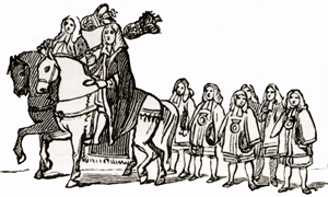 The image shows part of an engraving of the Riding of the Scottish Parliament, from Cassell's 'Old and New Edinburgh' vol.1, p.61