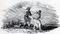 The image shows a drawing of Scots abandoning Darien.