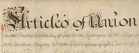 The image shows a detail from the first page of the Articles of Union, National Records of Scotland, State Papers, SP13/209