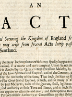 Image shows an extract from the first page of the Alien Act, 1705. National Records of Scotland, Hamilton Papers, GD406/M1/247/1