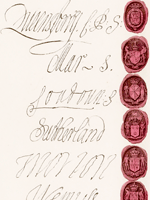 The image shows an extract from a facsimile of the signatures of the Articles of Union (c) Crown copyright, National Records of Scotland