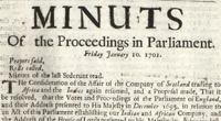 The image shows an extract from the first page of the minutes of the Scottish Parliament's complaints, 10 Jan 1701, National Records of Scotland reference PA3/6/26