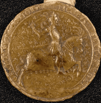 Image shows the front of the Great Seal of King James VI of Scotland. National Records of Scotland reference: GD6/222a