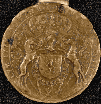 Image shows the reverse of the Great Seal of King James VI of Scotland. National Records of Scotland reference: GD6/222a