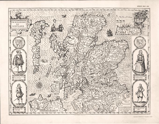 Image shows the Map of the Kingdom of Scotland, 1610. National Records of Scotland reference: RHP13899/1. Reproduced by permission of the National Library of Scotland